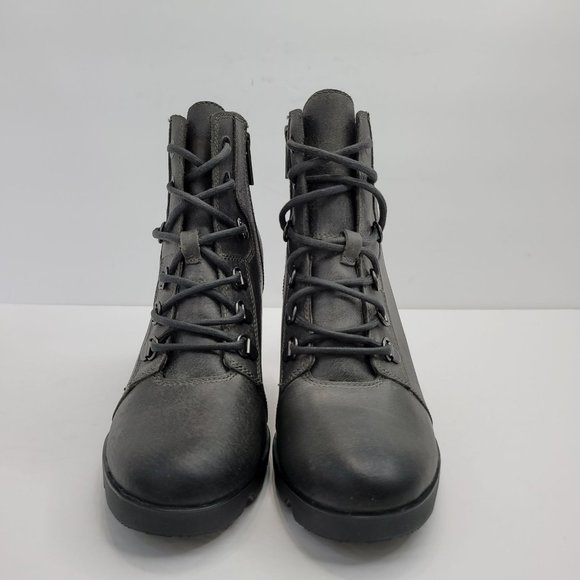 Sorel Joan Uptown Lace Leather Wedge Women's Boots Grey NL3790-052 US Size 9 - Picture 3 of 11
